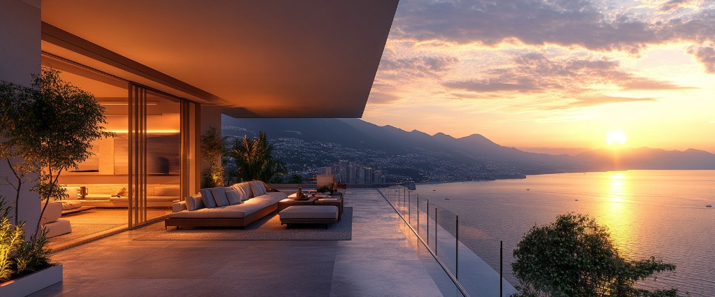 Sunset terrace of managed luxury Sochi apartment for final call to action