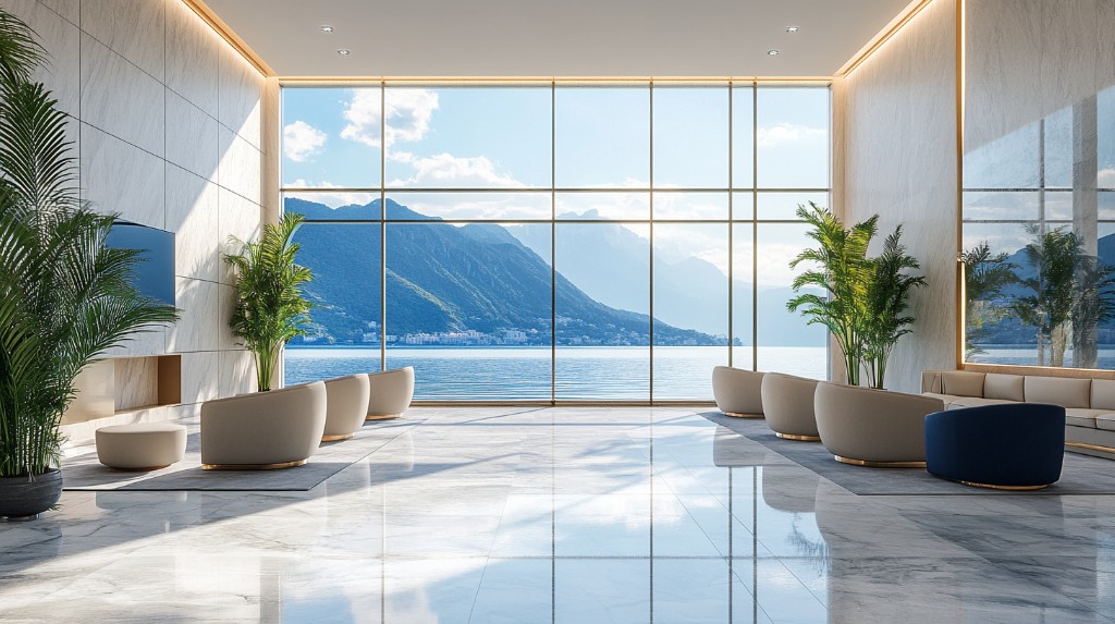 Elegant contact and reception lounge of premium Sochi property management